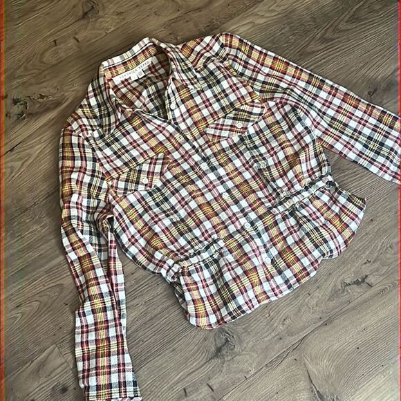 Veronica Beard Shania Button Down Top Red Multi Size 2 - Picture 5 of 6